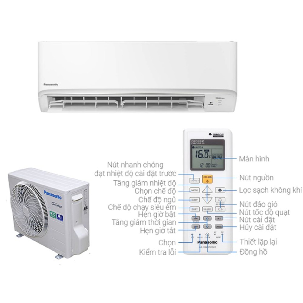 Điều hòa Panasonic 12000 BTU 1 chiều inverter CU/CS-RU12CKH-8D - Hàng chính hãng
