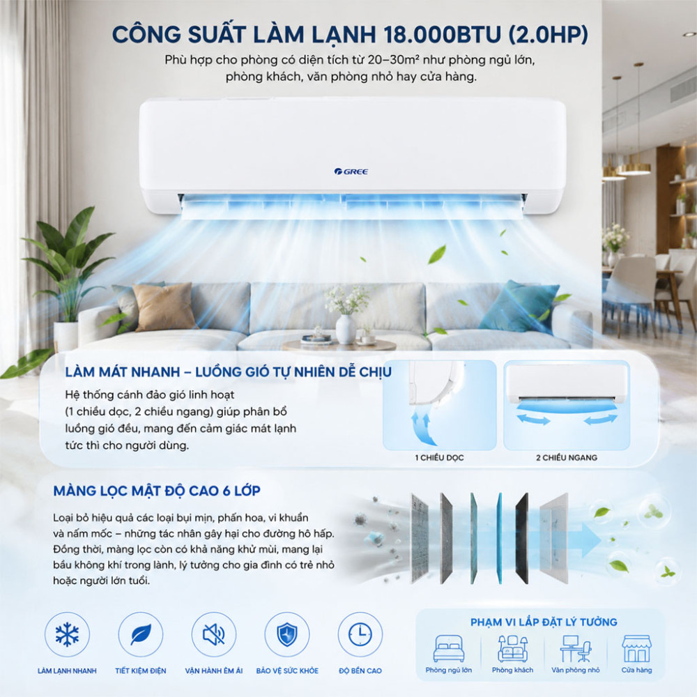 Điều hòa Gree 18.000BTU 1 chiều BD18CN - Hàng chính hãng