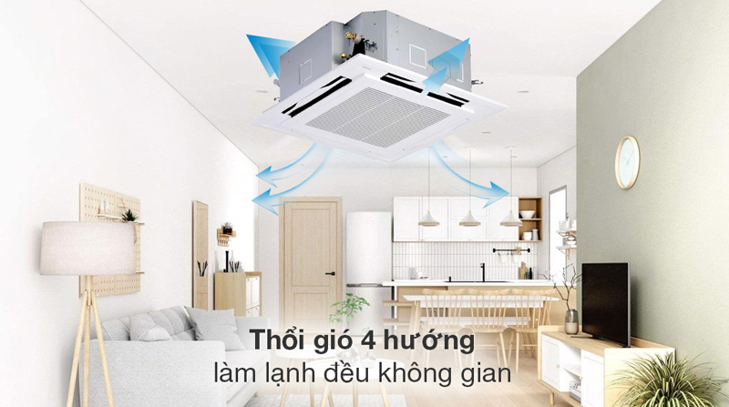 Gió thổi 4 hướng, mang hơi lạnh tỏa đều khắp phòng