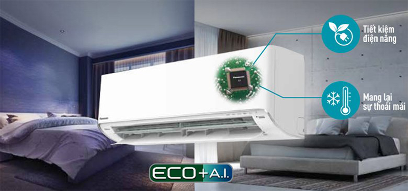 Công nghệ Inverter và Eco tích hợp A.I.  giúp tiết kiệm điện năng hiệu quả 