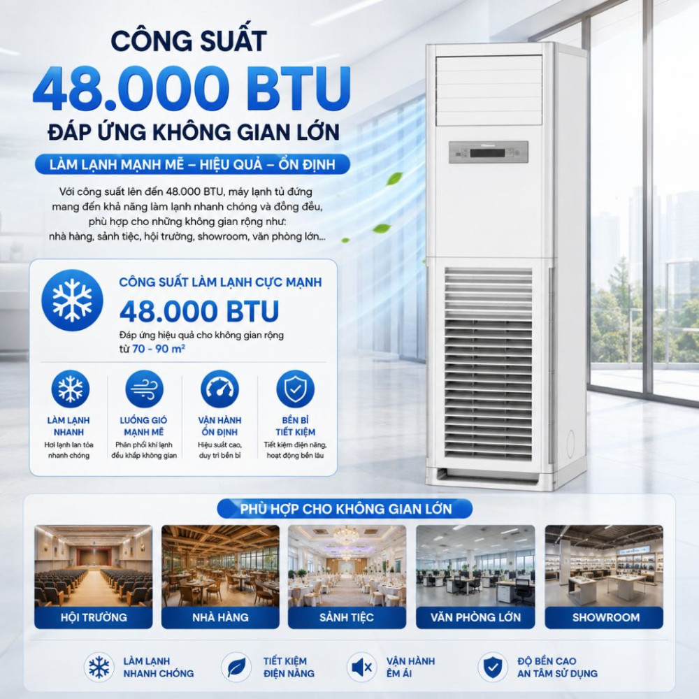Điều hòa tủ đứng Hisense 5.0hp AUF-48CR6REMPA - Hàng chính hãng
