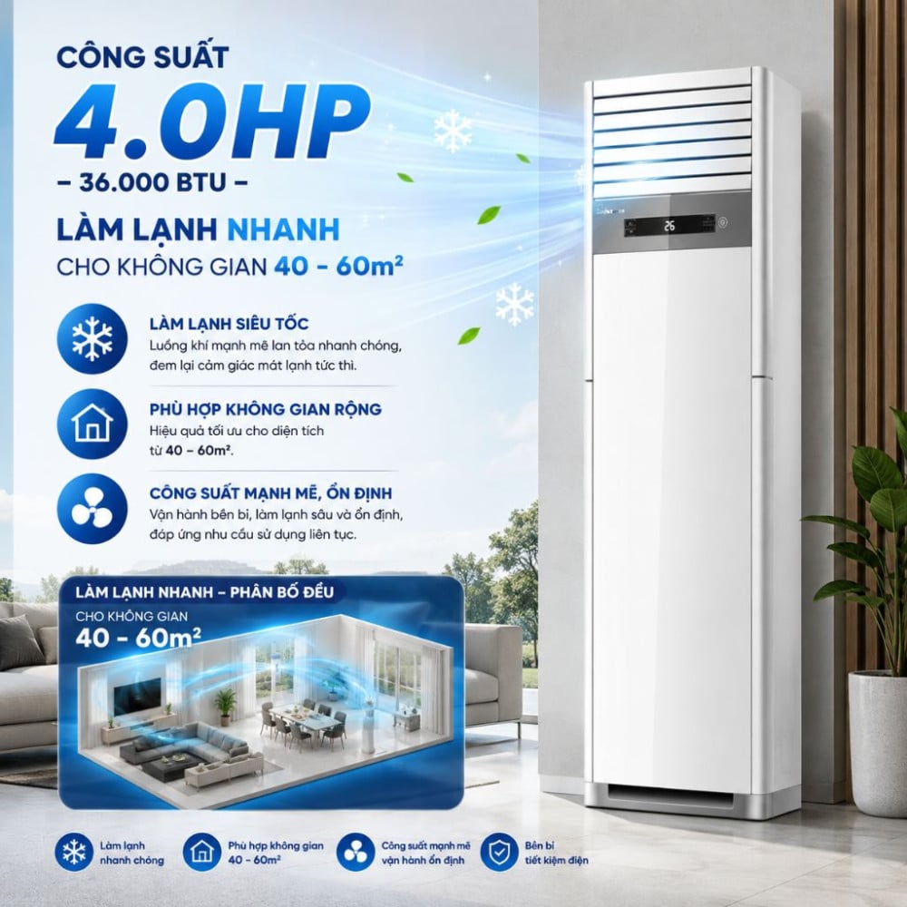 Điều hòa tủ đứng 4.0HP Hisense AUF-36CR4RDMPA - Hàng chính hãng