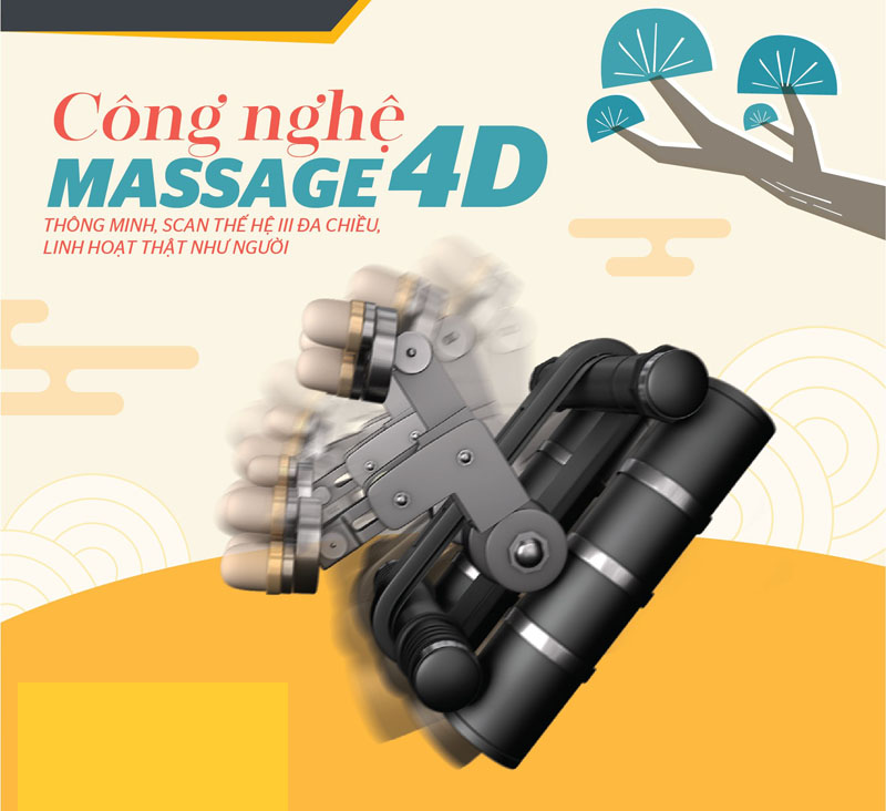 Công nghệ massage thông minh 4D, cho bạn nhũng phút giây thoải mái