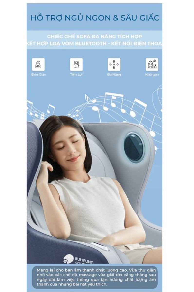 Có kết nối loa Bluetooth cho bạn thư giãn khi massage