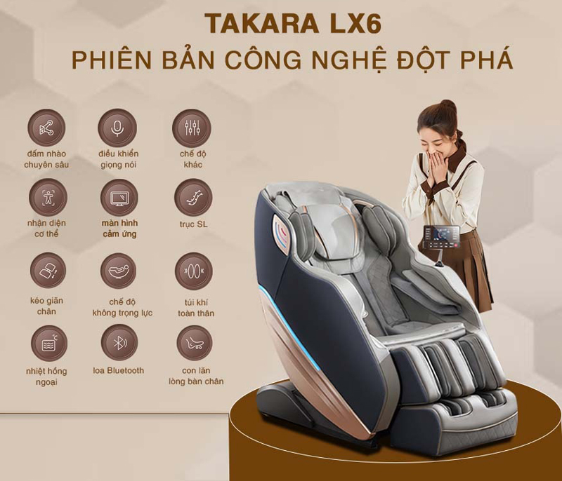 Ghế masage toàn thân Takara LX6 có nhiều sự đột phá hơn so với các dòng khác