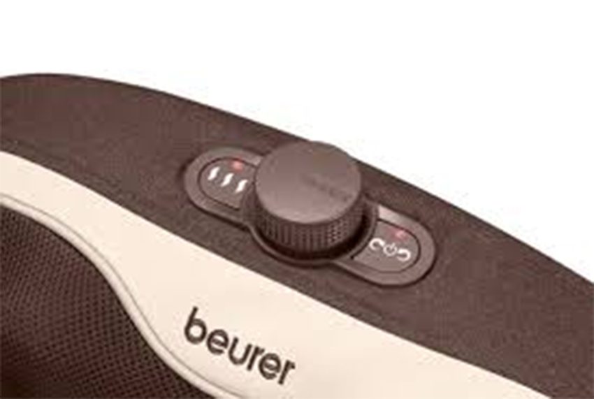 Núm xoay điều chỉnh mức nhiệt của gối massage Shiatsu vai cổ lưng chân Beurer MG520