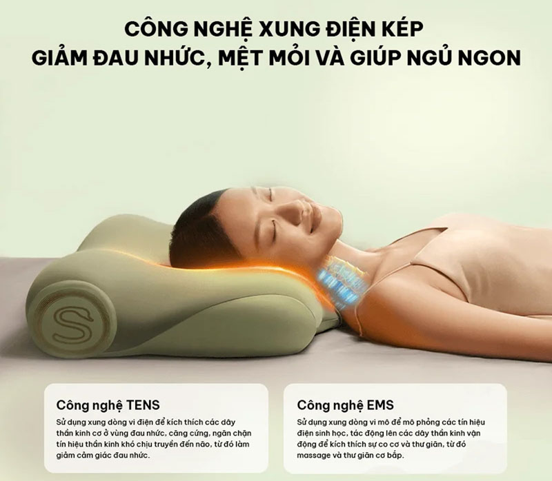 Công nghệ xung điện kép TENS, EMS giảm đau mỏi cổ hiệu quả