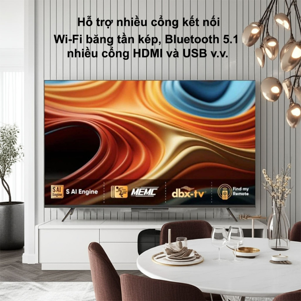 Google Tivi Coocaa 4K 55 Inch 55Y84 tích hợp nhiều cổng kết nối 