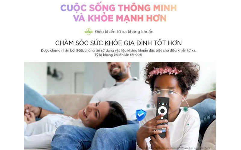 Điều khiển kháng khuẩn của Google tivi Coocaa 4K 50 inch 50Y73