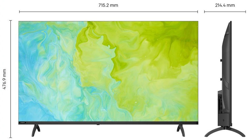 Kích thước của Google tivi Coocaa HD 32 inch 32Z73