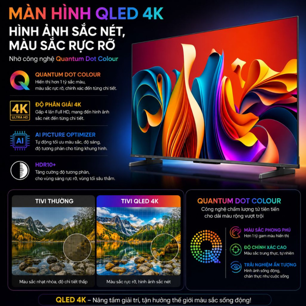 Google tivi Hisense qled 4K 43 inch 43Q6N - Hàng chính hãng