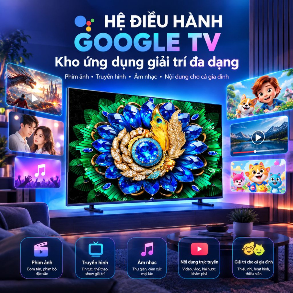 Google tivi QD-Mini LED TCL 4K 55 inch 55A400M - Hàng chính hãng