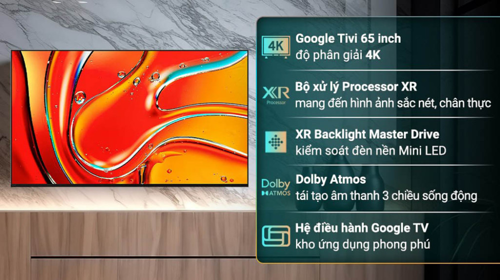 Tính năng nổi bật của tivi Sony AI 4K 65 inch K-65XR70VN3