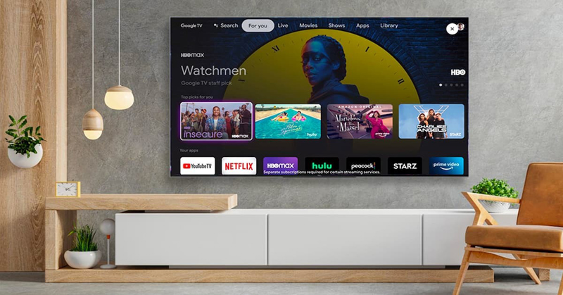 Hệ điều hành Google TV với giao diện trực quan, đa dạng ứng dụng