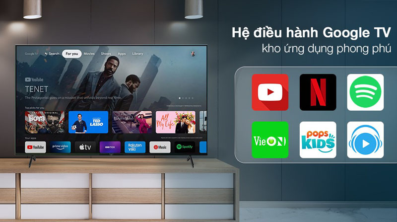 Hệ điều hành Google TV giao diện thân thiện người dùng