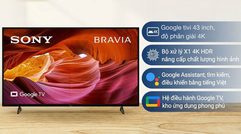 Đặc điểm nổi bật của Google Tivi Sony 4K 43 inch KD-43X75K