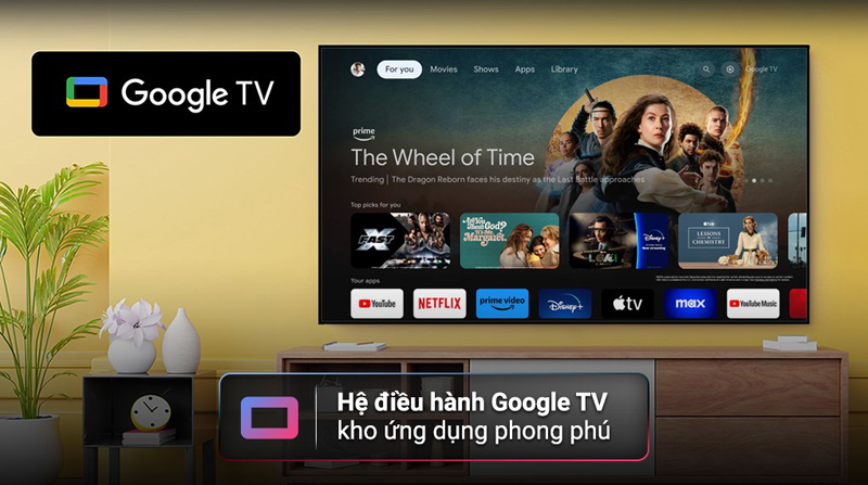 Hệ điều hành Google TV thân thiện, dễ dàng sử dụng