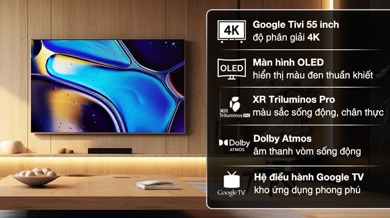 Tính năng nổi bật của google Tivi OLED Sony 4K 55 inch K-55XR80