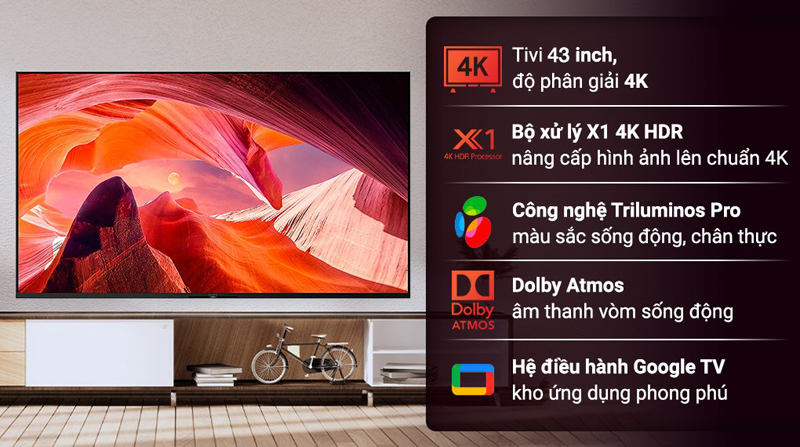 Đặc điểm nổi bật của google Tivi Sony 4K 43 inch KD-43X80L