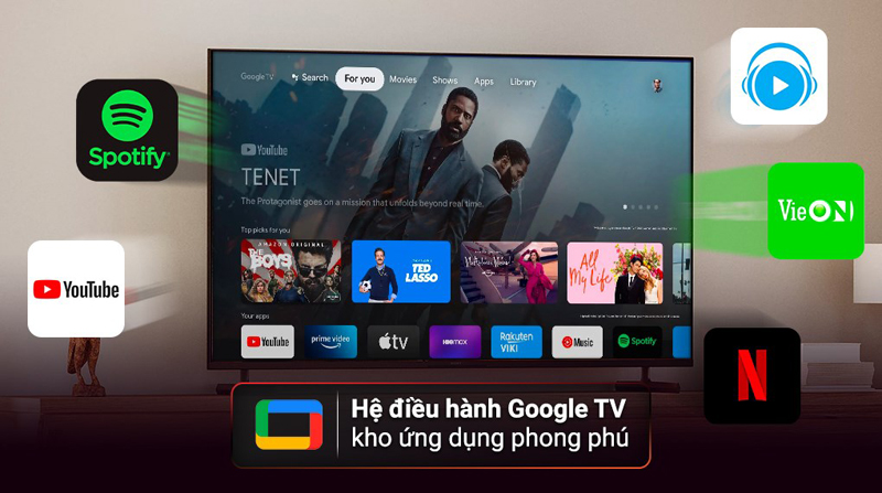 Hệ điều hành Google TV, sở hữu kho ứng dụng phong phú