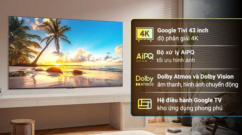 Tính năng nổi bật của google tivi TCL 4K 43 inch 43P79B