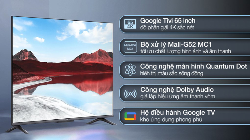 Tính năng nổi bật của Google tivi qled Xiaomi A Pro 4K 65 inch L65MA-SSEA