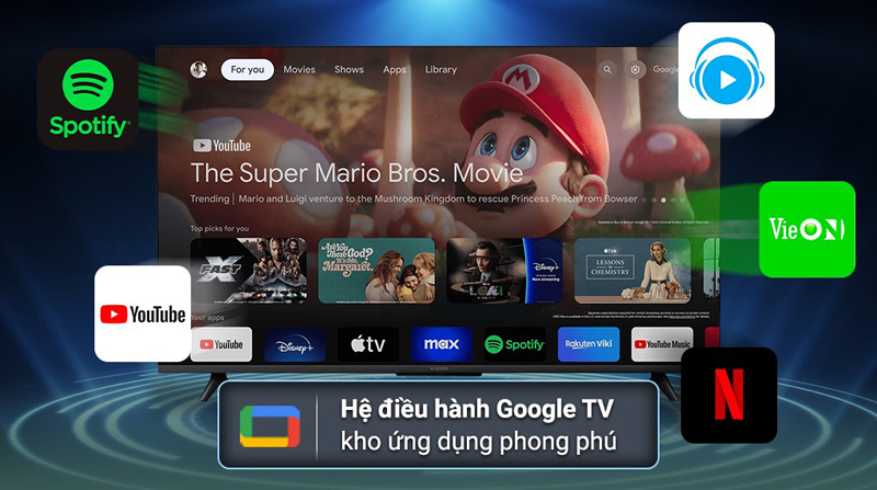 Hệ điều hành Google TV thân thiện, dễ dàng sử dụng