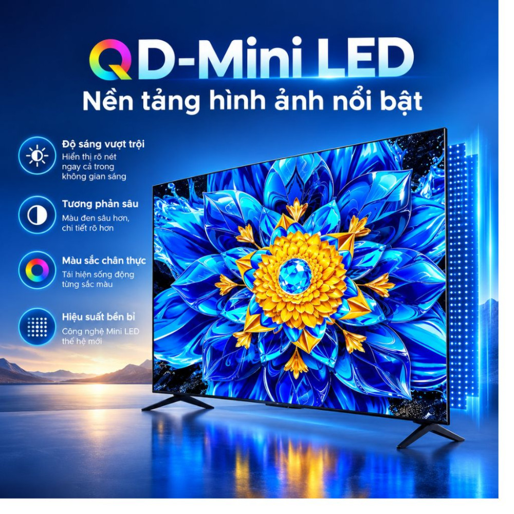 Google tvi QD-Mini LED TCL 4K 65 inch 65P8LS - Hàng chính hãng