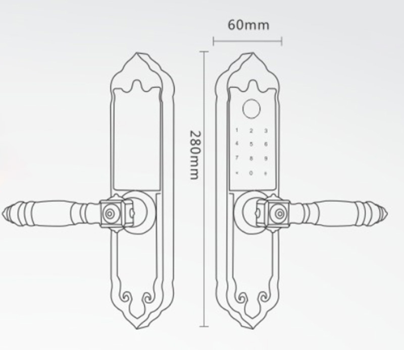 Kích thước của khóa cửa đại sảnh Kassler KL-919 APP
