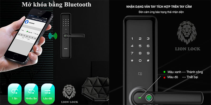 Mở khóa bằng bluetooth và vân tay của Khóa cửa điện tử Kaadas S8