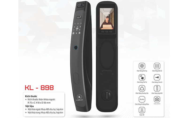 Khóa cửa nhận diện khuôn mặt Kassler KL-898 App Wifi - Hàng chính hãng