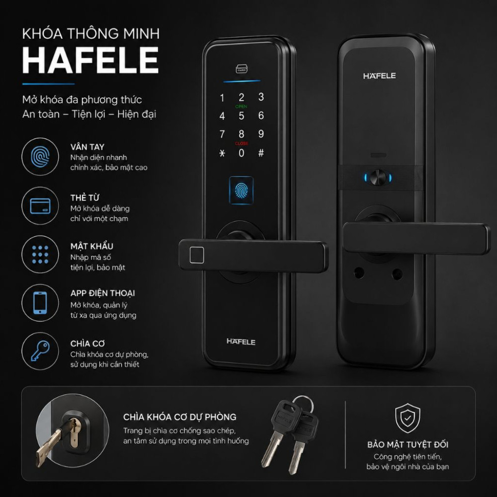 Khóa điện tử Hafele ML2502B Black  - Hàng chính hãng