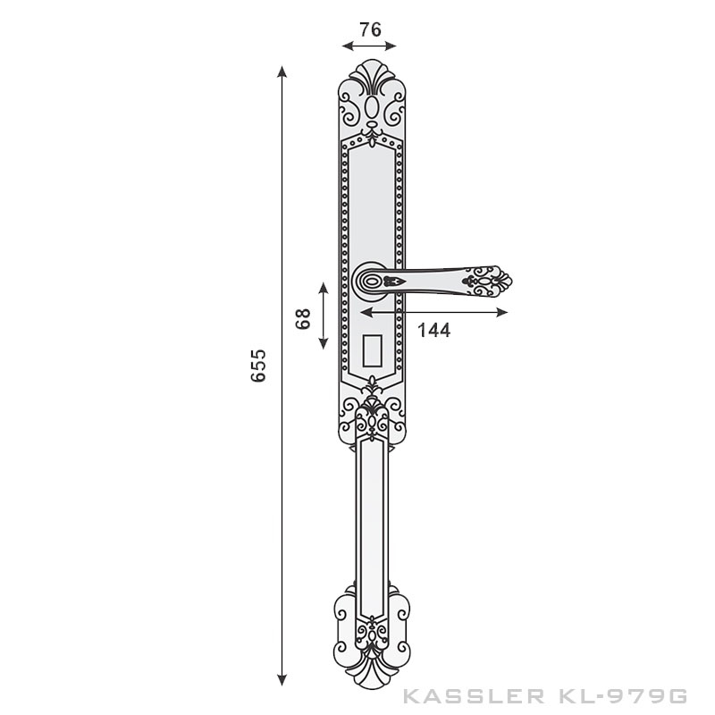 Kích thước của khóa cửa thông minh Kassler KL-979G
