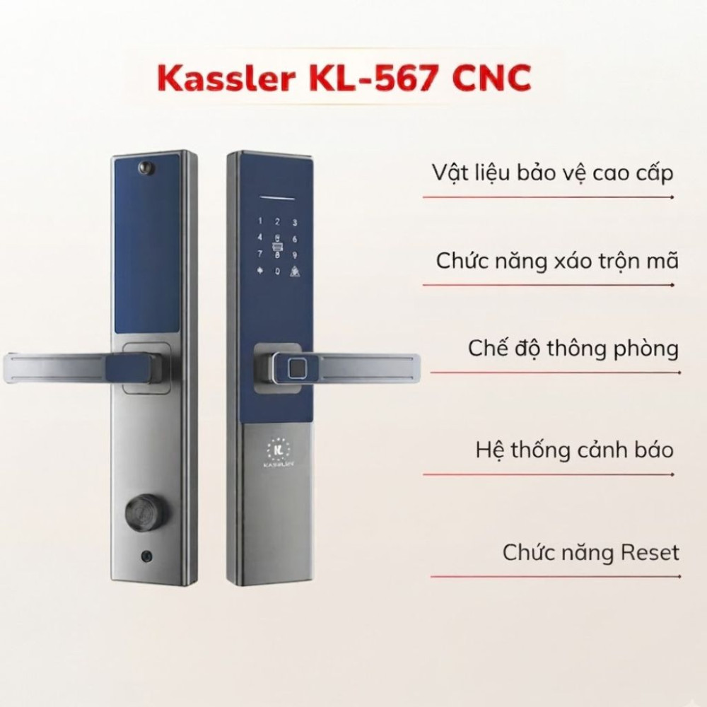 Khóa vân tay Kassler KL-567 CNC Copper - Hàng chính hãng