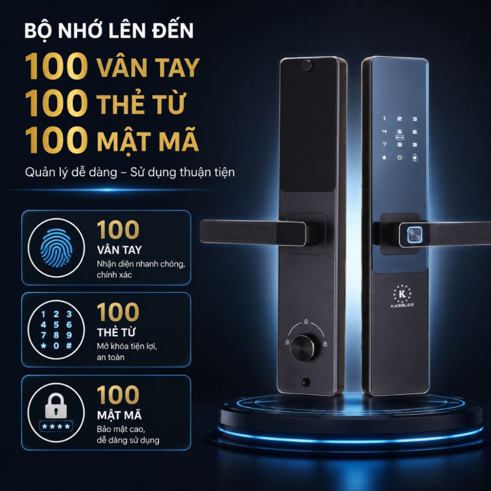 Khóa vân tay Kassler KL-567 CNC Copper - Hàng chính hãng