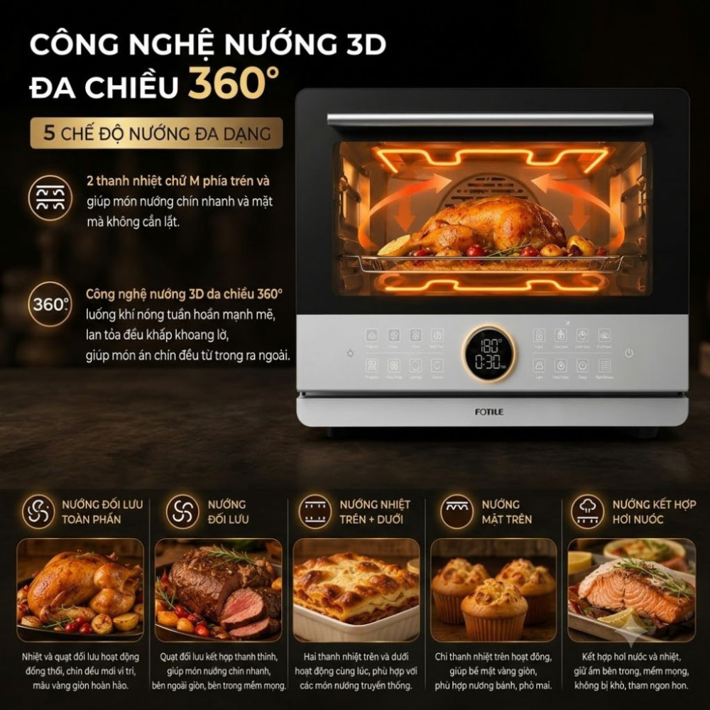 Lò hấp nướng đa năng 4 trong 1 Fotile HYZK32-E3 - Hàng chính hãng