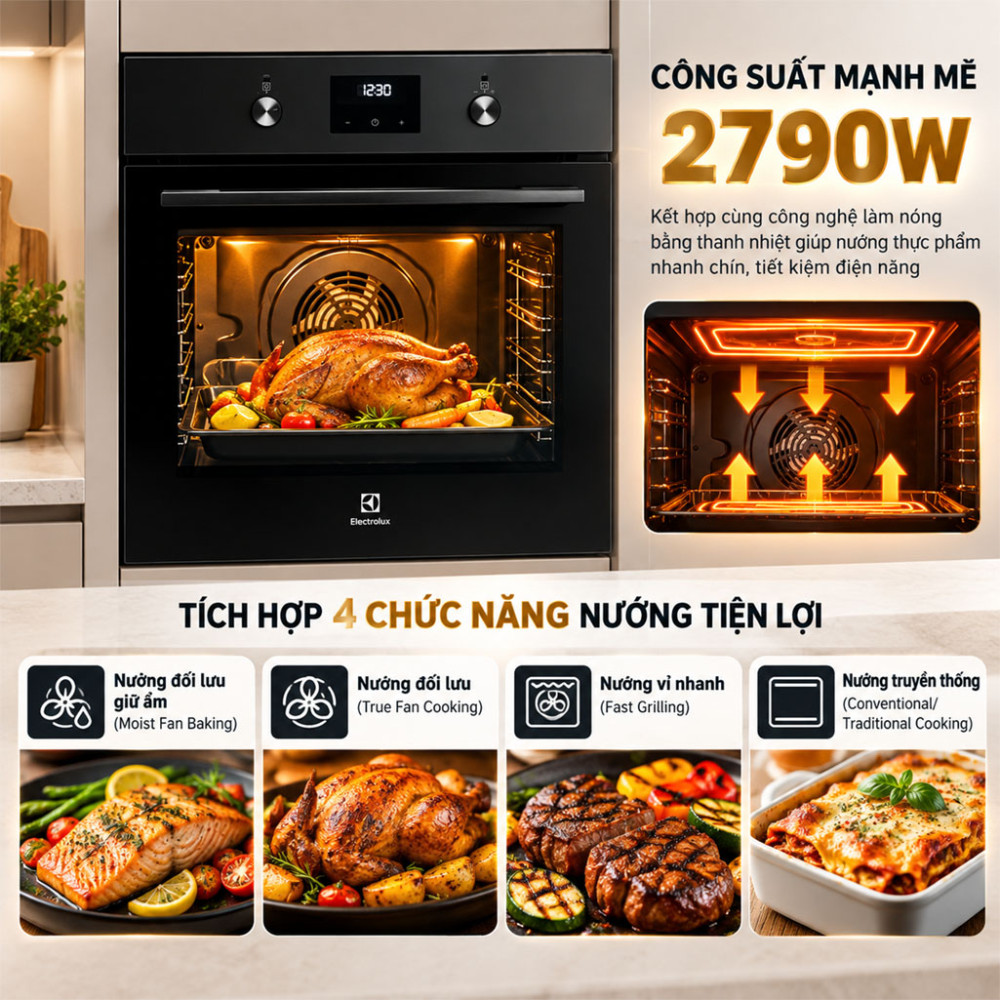 Lò nướng âm Electrolux KOIGE00H2 72 lít - Hàng chính hãng