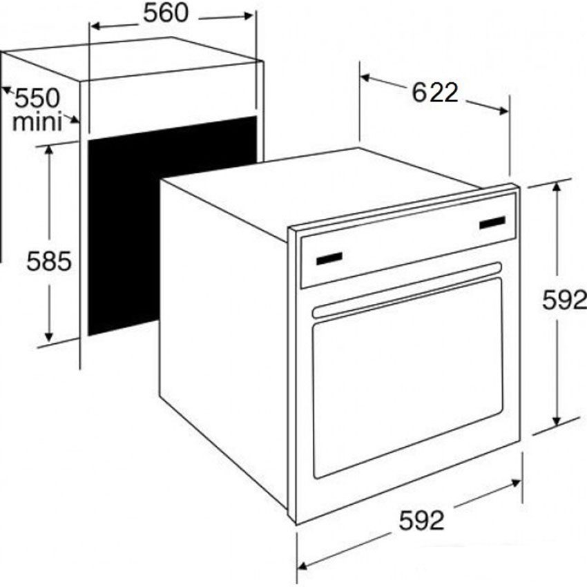 Kích thước của lò nướng âm tủ Brandt FP1461W