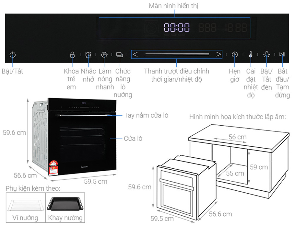 Lò nướng âm tủ Panasonic HL-CX672BYUE - Hàng chính hãng