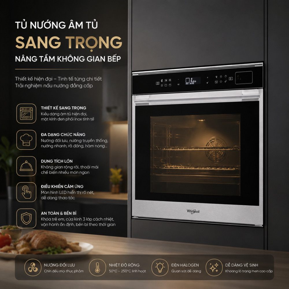  Lò nướng âm tủ Whirlpool AKZ97891IXAUS - 73 lít - Hàng chính hãng
