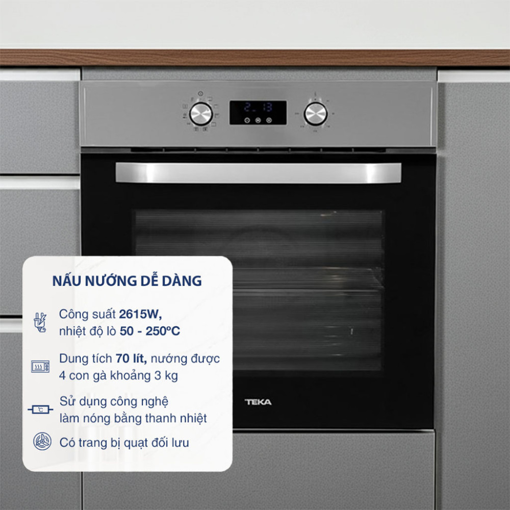Lò nướng đối lưu Teka HCB-6435 70 lít hoạt động với công suất mạnh mẽ, dung tích lớn