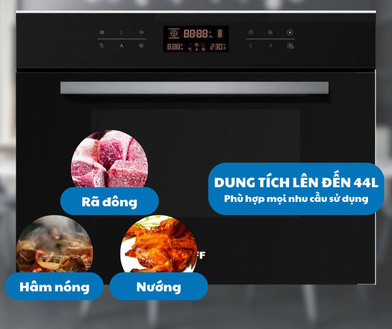 Dung tích 44L, phù hợp sử dụng cho gia đình, nhà hàng,..