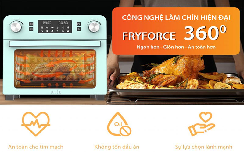 Công nghệ chiên nướng của Lò nướng kiêm nồi chiên không dầu Unie Q36