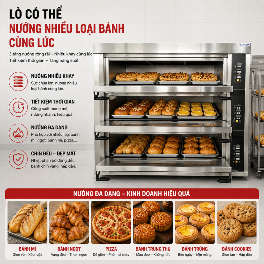 Lò nướng Luxury 3 tầng 9 khay LXY-3T9 - Hàng chính hãng