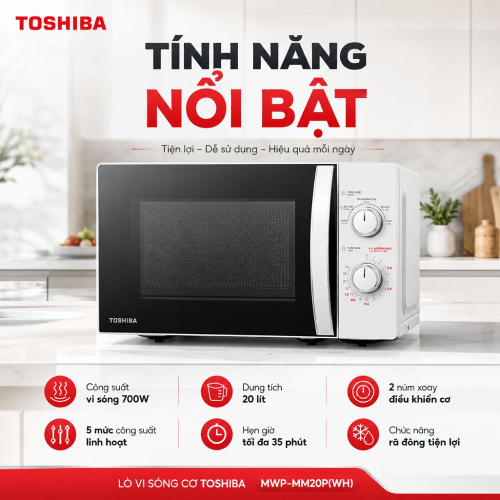 Lò vi sóng cơ Toshiba MWP-MM20P(WH) - Hàng chính hãng