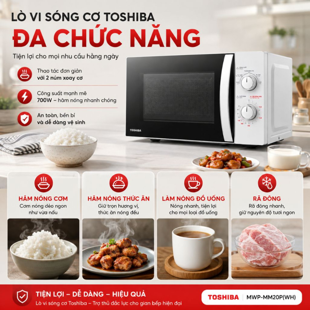 Lò vi sóng cơ Toshiba MWP-MM20P(WH) - Hàng chính hãng