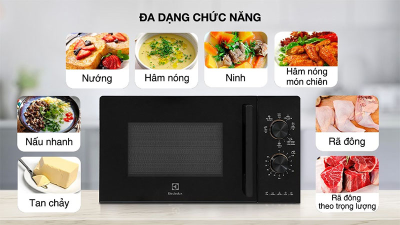 Đa dạng chức năng nấu của Lò vi sóng có nướng Electrolux EMG20K22B