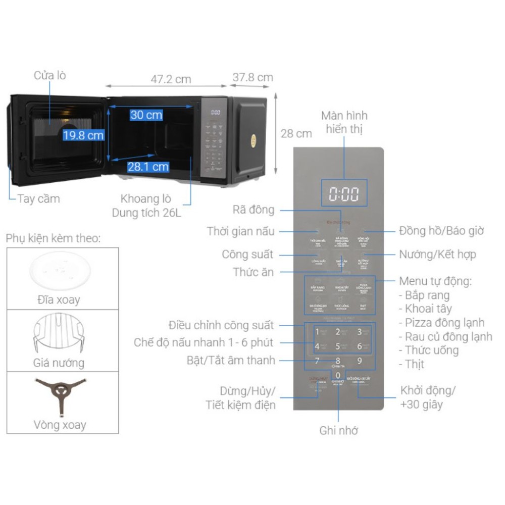 Lò vi sóng có nướng Toshiba MW3-EG26PE(BM)VN - Hàng chính hãng