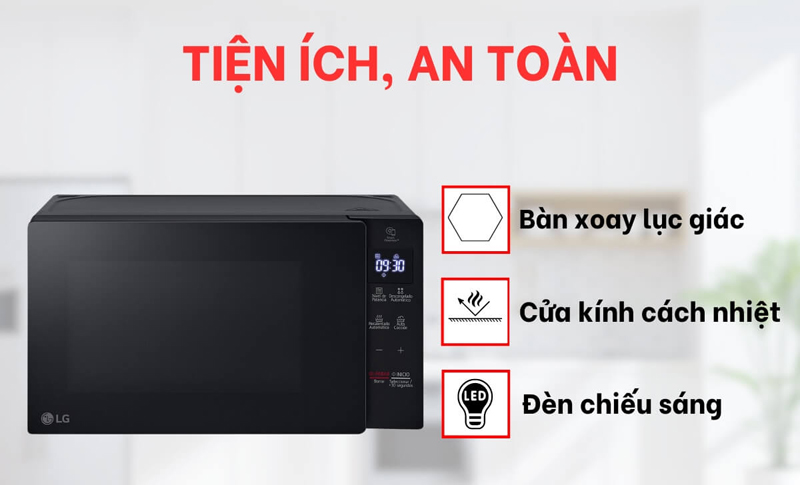 Một vài tính năng an toàn của lò vi sóng LG NeoChef™ MS2032GAS