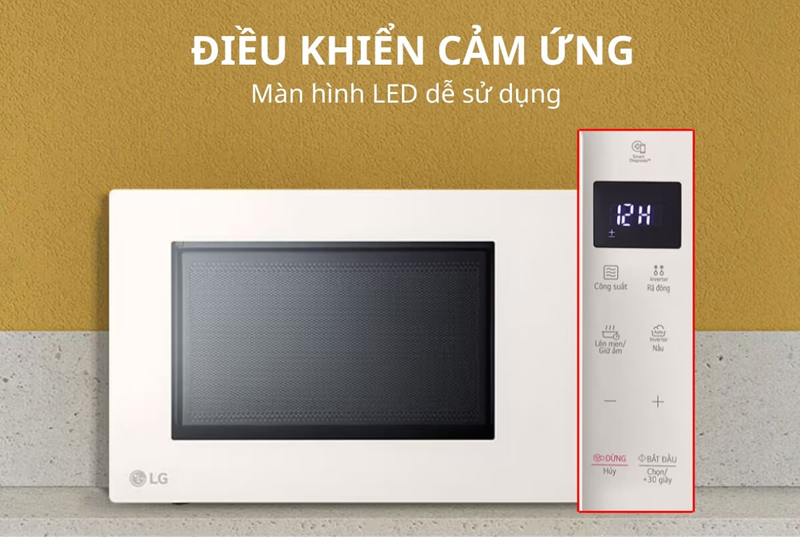 Bảng điều khiển cảm ứng và màn hình LED hiển thị thông số 